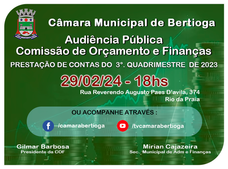 Audiência Pública Finanças - 29/02/2023