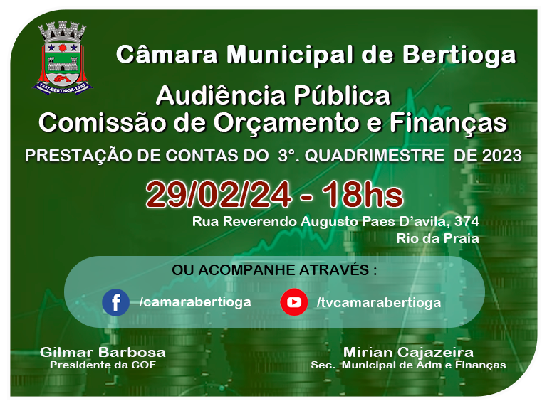 Audiência Pública Finanças - 29/02/2024